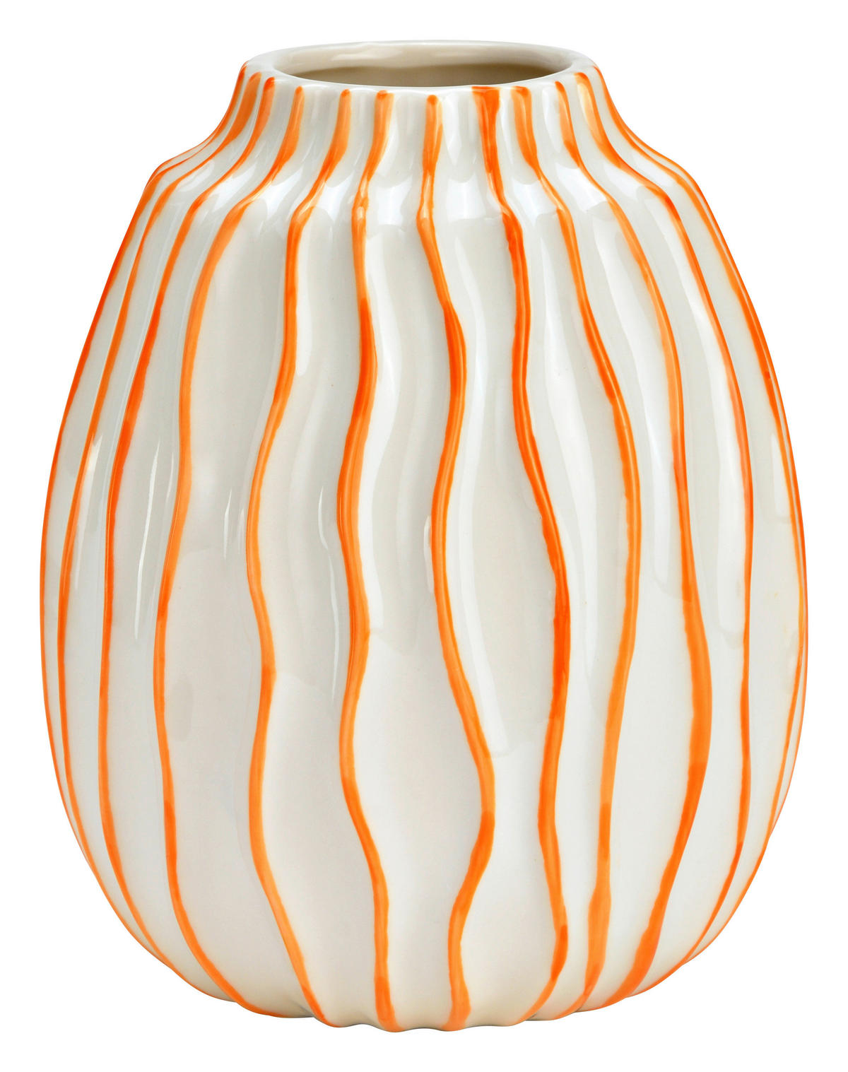 VASE  - Orange/Weiß, Basics, Keramik (14,0/18,0/14,0cm)