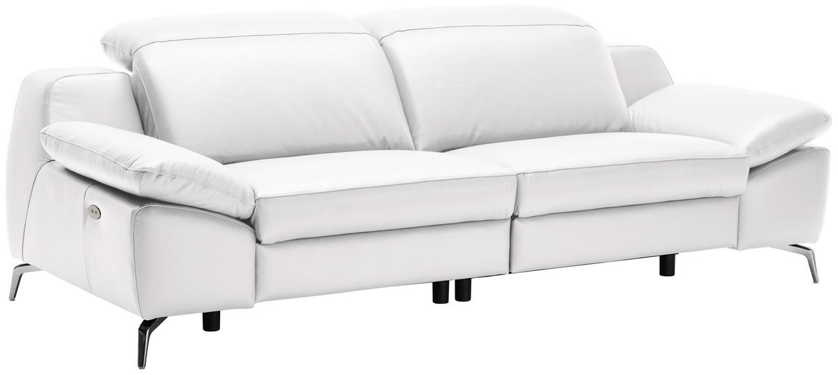 HÁROMÜLÉSES KANAPÉ bőr fehér  - krómszínű/fekete, Design, műanyag/bőr (234/83-99/110cm) - Celina Home