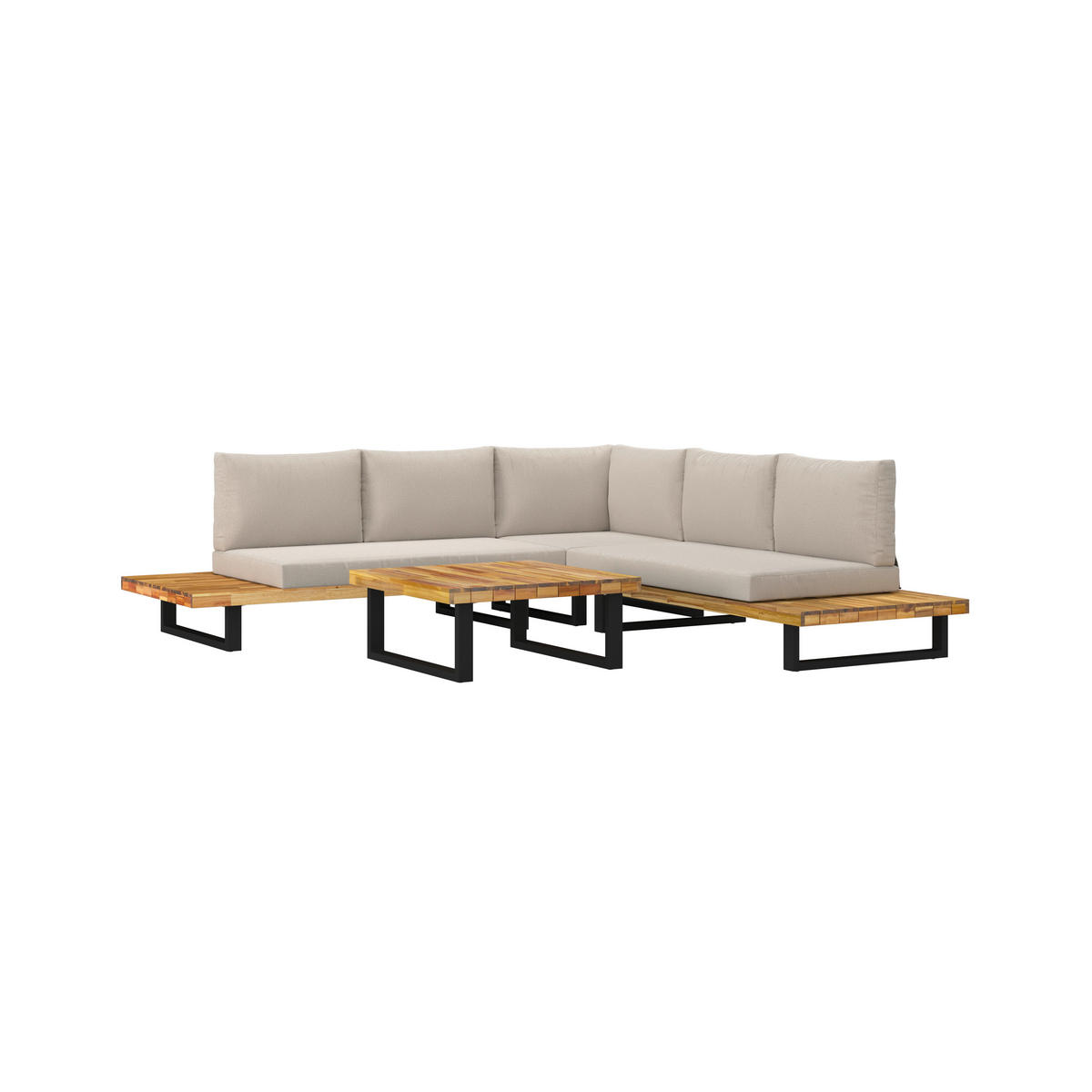 BAŠTENSKA GARNITURA  - prirodna boja/crna, Moderno, drvo/metal (254/78/82cm) - Bessagi Garden