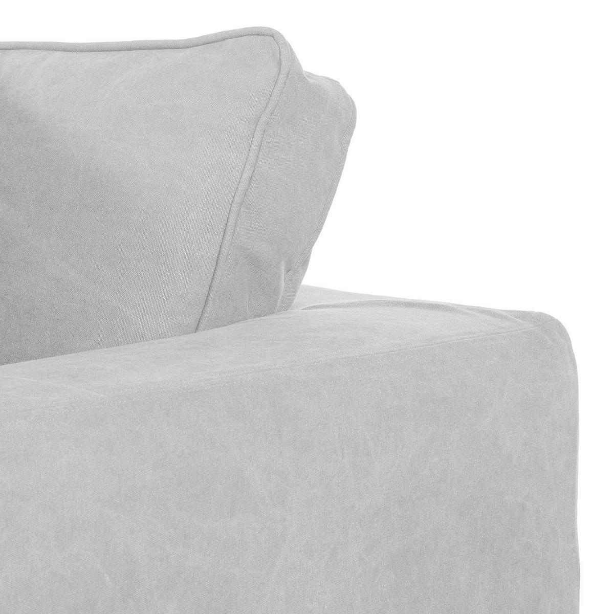 3-SITZER-SOFA Webstoff Hellgrau  - Hellgrau/Schwarz, Design, Kunststoff/Textil (238/90/119cm) - P & B
