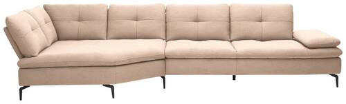 ECKSOFA in Flachgewebe Hellbraun  - Hellbraun/Schwarz, Design, Textil/Metall (157/344cm) - Chilliano