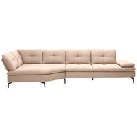ECKSOFA in Flachgewebe Hellbraun  - Hellbraun/Schwarz, Design, Textil/Metall (157/344cm) - Chilliano