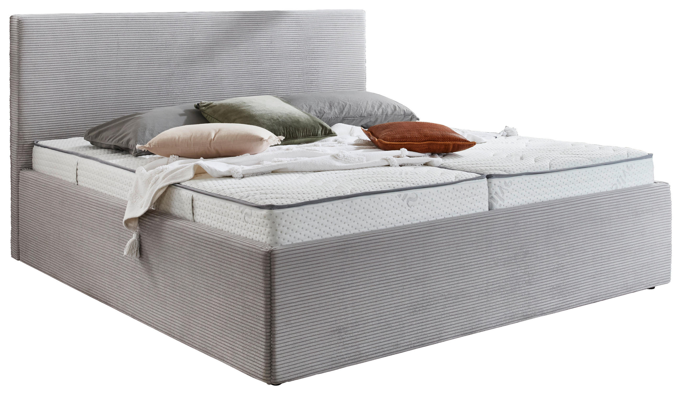 POLSTERBETT Bettkasten 180/200 cm  in Hellgrau  - Hellgrau/Schwarz, Trend, Kunststoff/Textil (180/200cm) - Boxxx