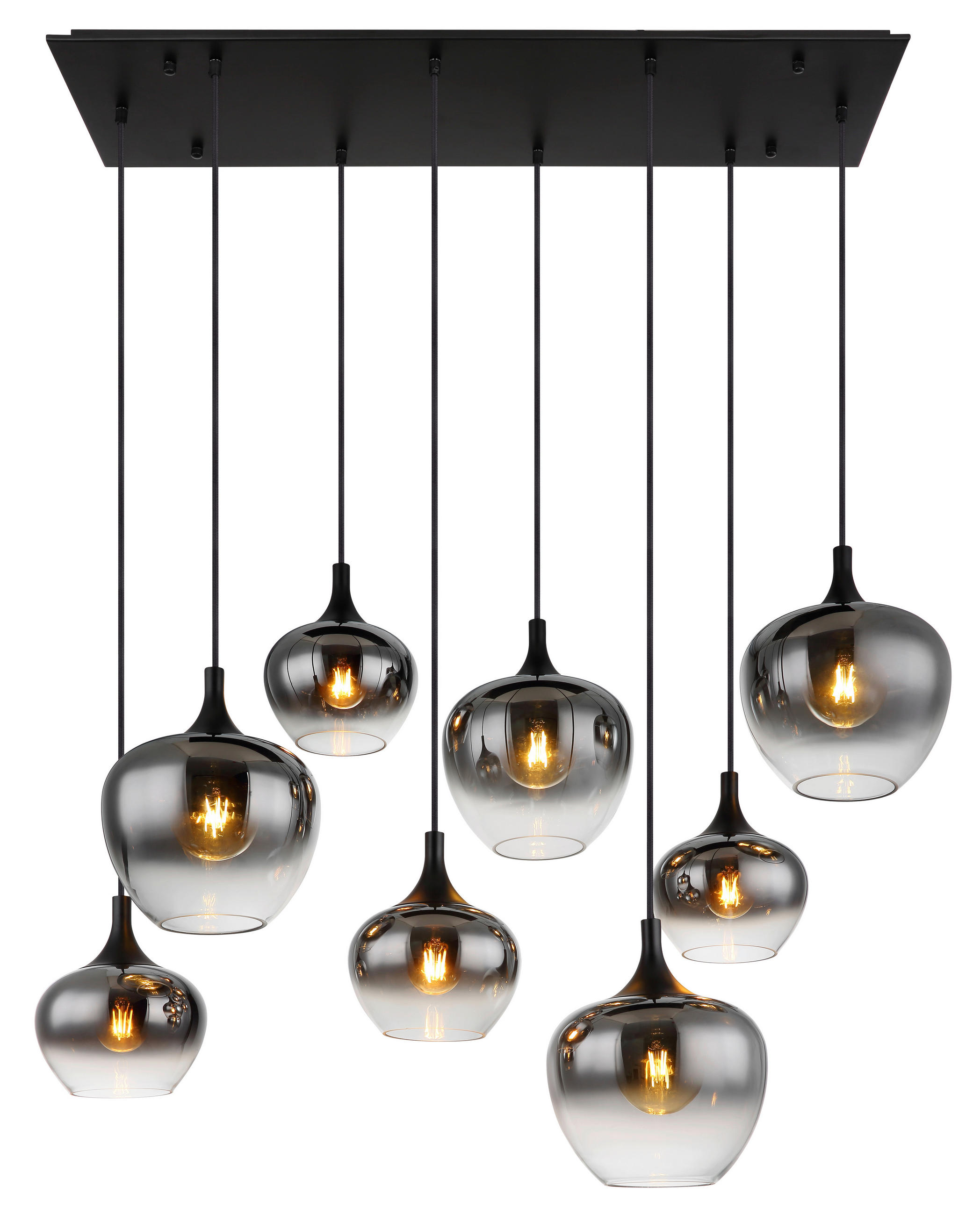 HÄNGELEUCHTE 105/45/120 cm   - Schwarz, Design, Glas/Metall (105/45/120cm) - Globo