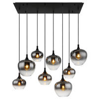 HÄNGELEUCHTE 105/45/120 cm    - Schwarz, Design, Glas/Metall (105/45/120cm) - Globo