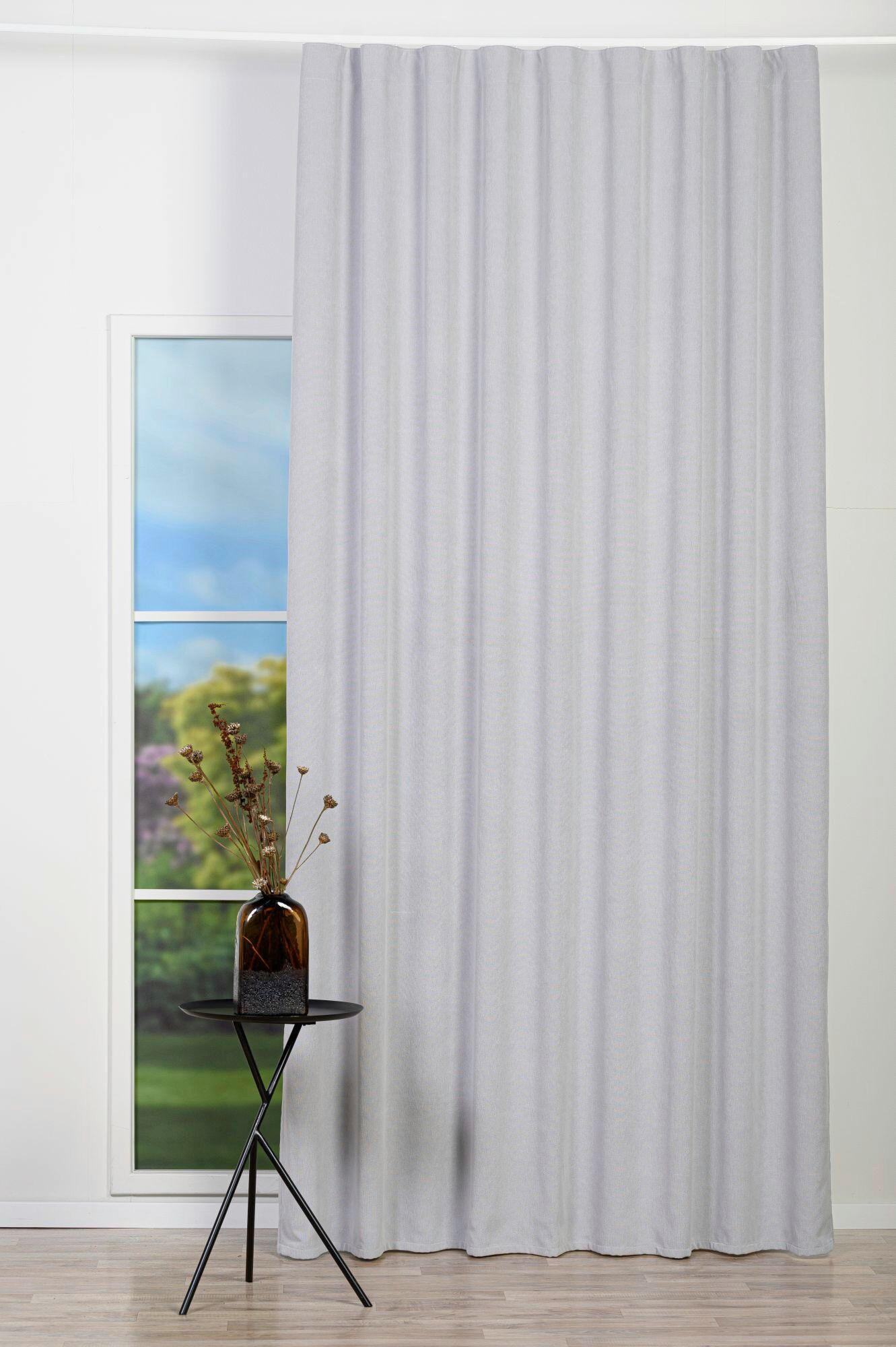 Draperie Confecționată black-out (nu permite trecerea luminii)  - gri deschis, Basics, textil (24/31/4cm)