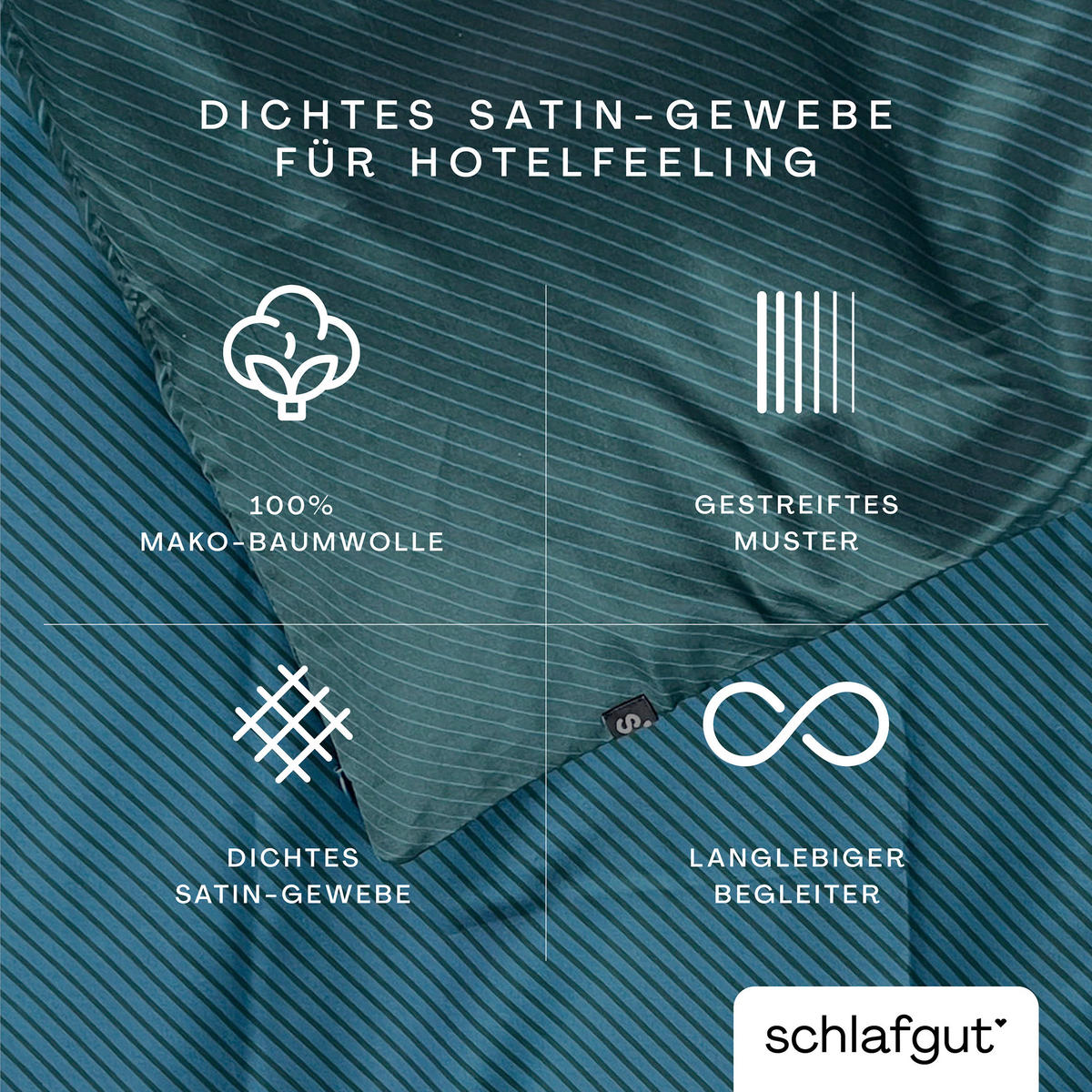 KISSENHÜLLE Woven Satin Fade 40/40 cm  - Dunkelgrün/Petrol, Basics, Textil (40/40cm) - Schlafgut