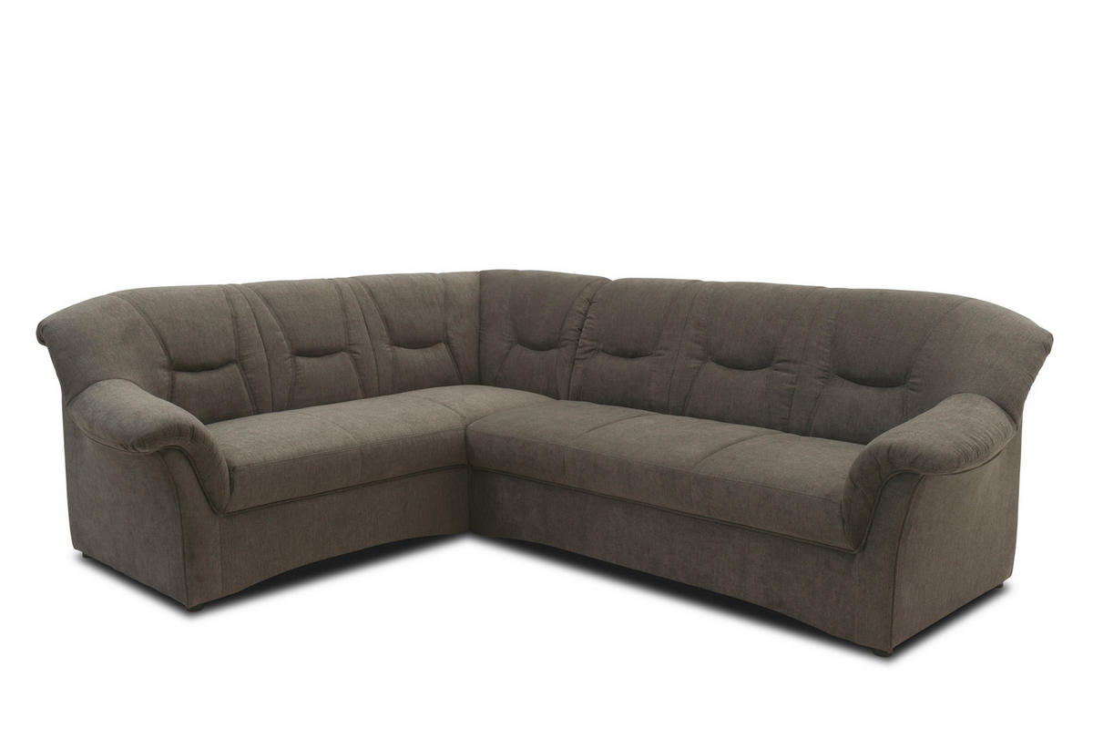 ECKSOFA Greige Mikrofaser  - Greige/Schwarz, KONVENTIONELL, Kunststoff/Textil (190/240cm) - MID.YOU
