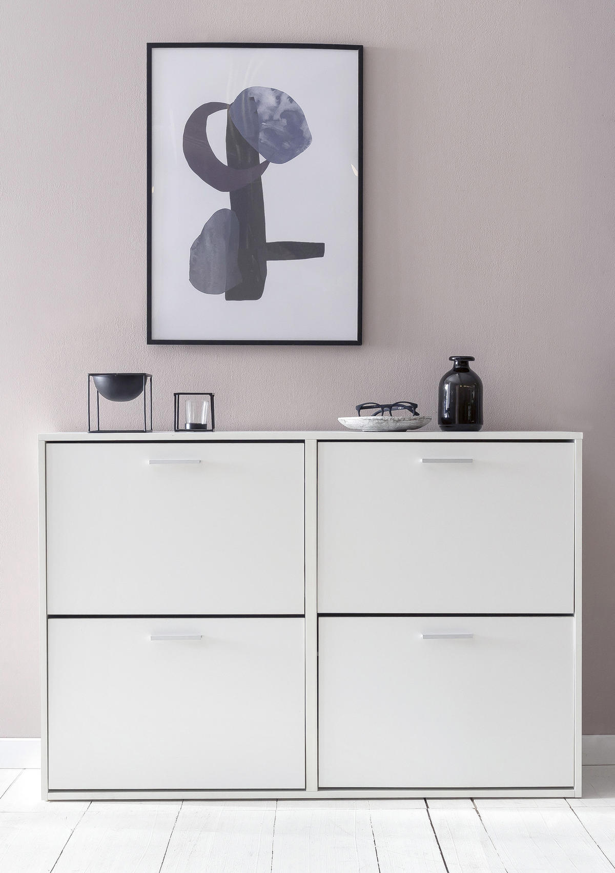 SCHUHKIPPER  in  - Silberfarben/Weiß, KONVENTIONELL, Holzwerkstoff/Metall (120/81/24cm) - MID.YOU