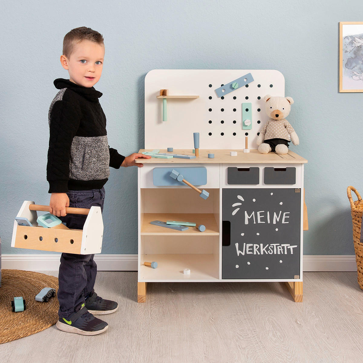 KINDERWERKBANK FAGUS - Weiß/Naturfarben, Basics, Holz/Holzwerkstoff (66/42/90cm) - MUSTERKIND