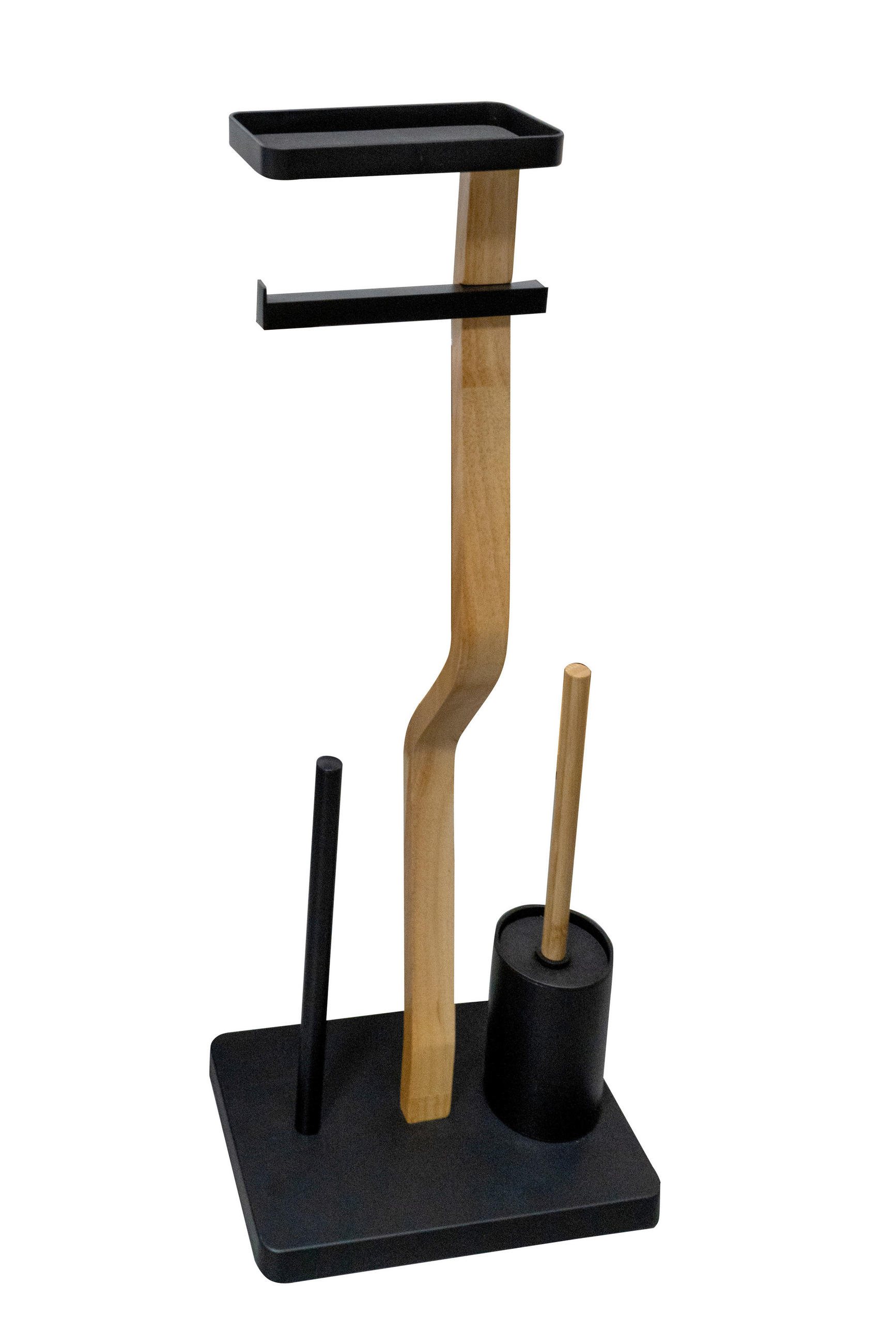 WC-BÜRSTENKOMBINATION in Holz  Kunststoff   - Eichefarben/Schwarz, Basics, Holz/Kunststoff (30/80/20cm) - Sadena