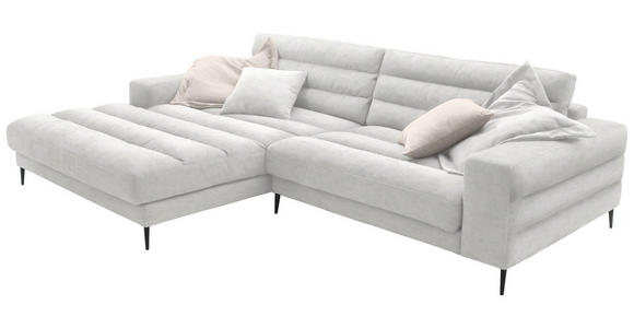 ECKSOFA in Flachgewebe Creme 207/296 cm - Creme/Schwarz, Design, Textil/Metall (207/296cm) - Dieter Knoll