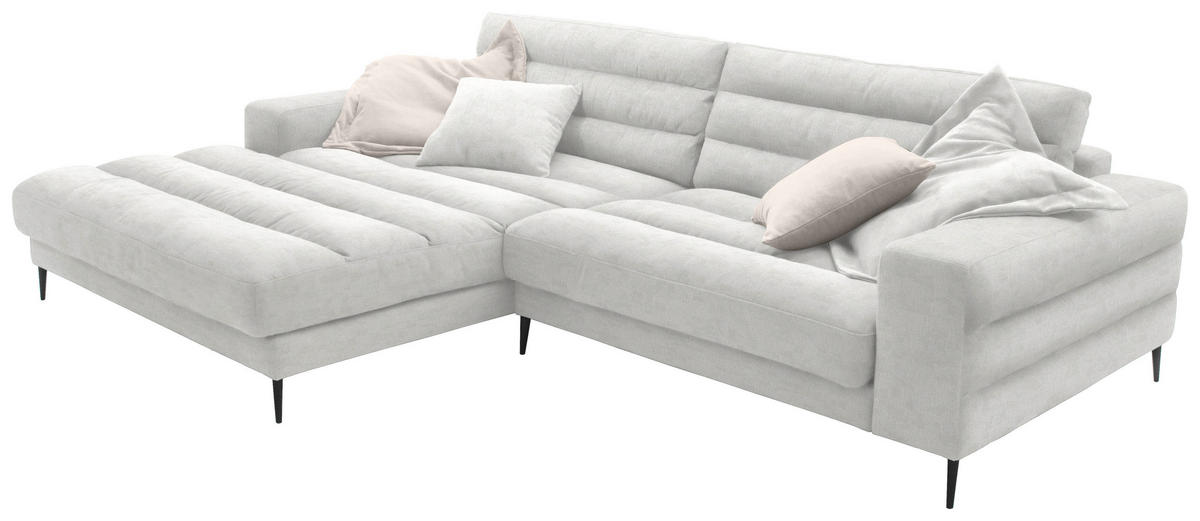 ECKSOFA in Flachgewebe Creme  - Creme/Schwarz, Design, Textil/Metall (207/296cm) - Dieter Knoll