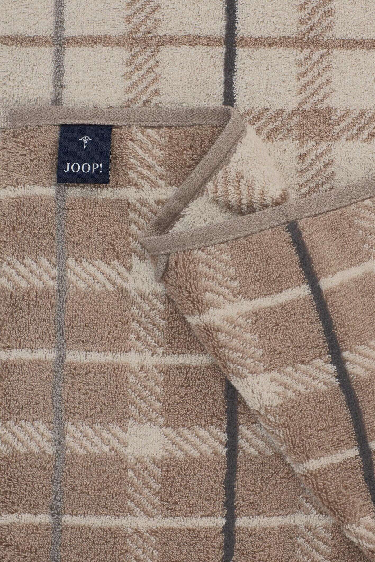 Thumbnail - Joop! Handtuch Contour Checked, Creme, Beige, Textil, Karo, 50x100 cm, Oeko-Tex® Standard 100, Aufhängeschlaufe, strapaz...