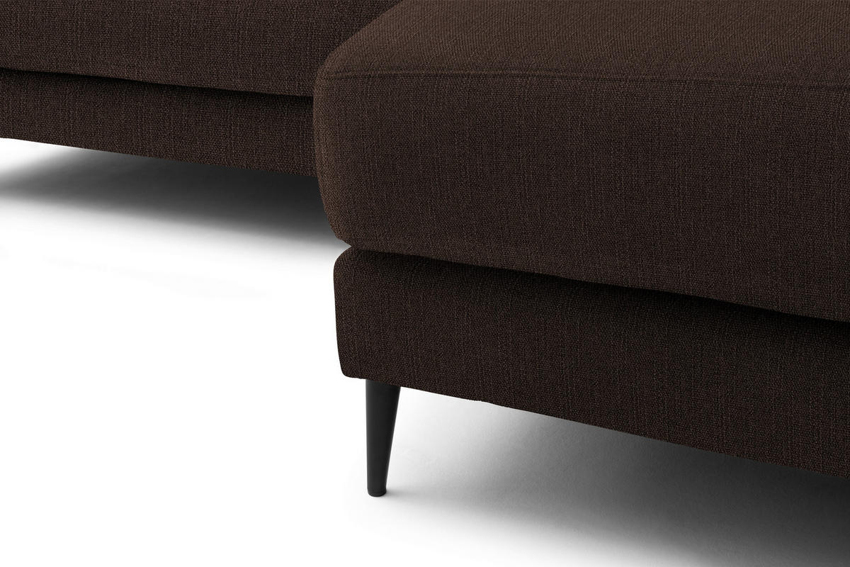 ECKSOFA in Flachgewebe Dunkelbraun  - Dunkelbraun/Schwarz, Design, Textil/Metall (253/177cm) - Dieter Knoll