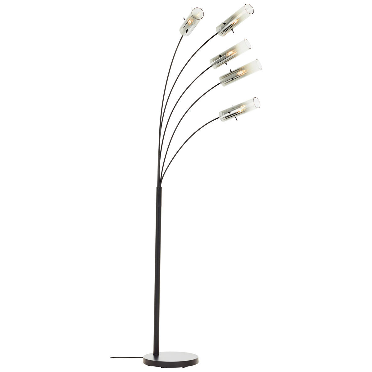 BOGENLEUCHTE - Schwarz/Grau, Design, Glas/Metall (200cm) - Brilliant