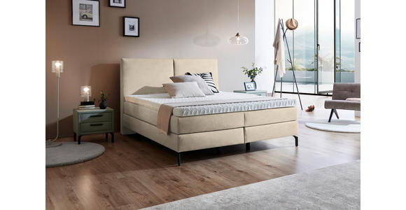 BOXSPRINGBETT 180/200 cm  in Naturfarben  - Schwarz/Naturfarben, KONVENTIONELL, Textil/Metall (180/200cm) - Dieter Knoll