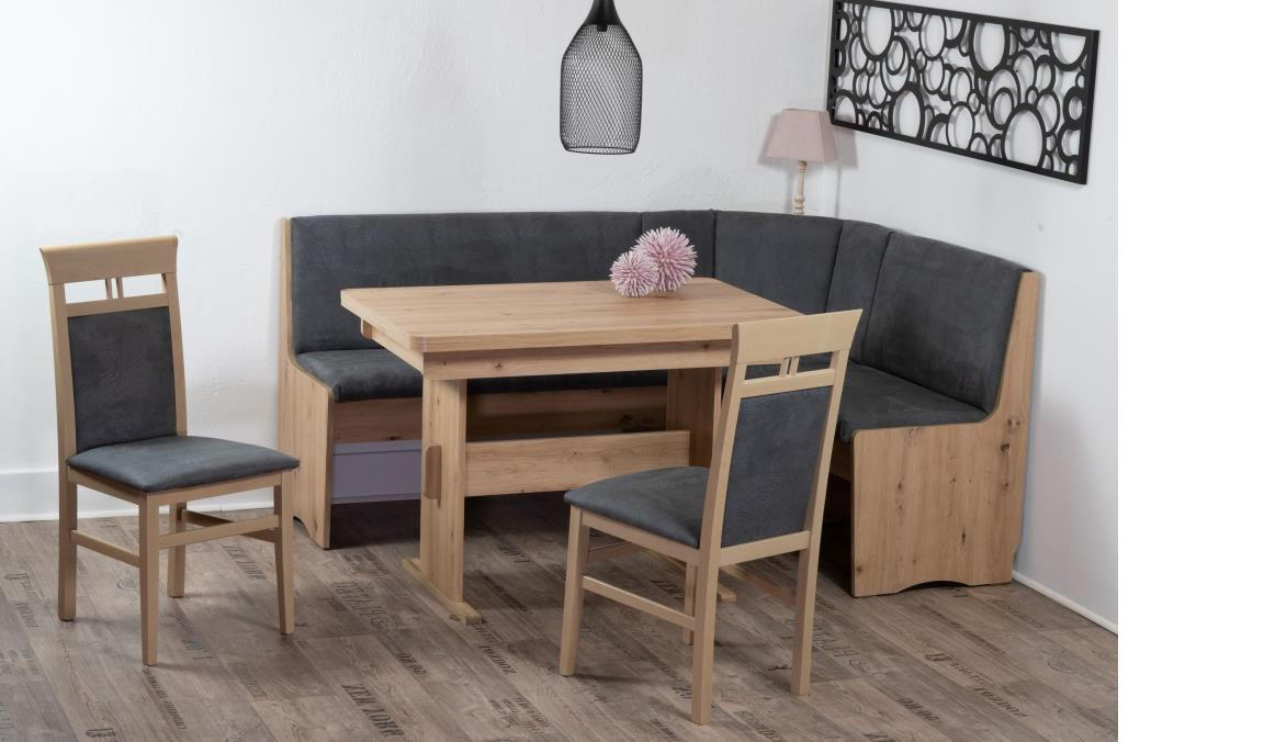 P & B Eckbankgruppe Duisburg Grau, Eiche Artisan 165x89x125 cm