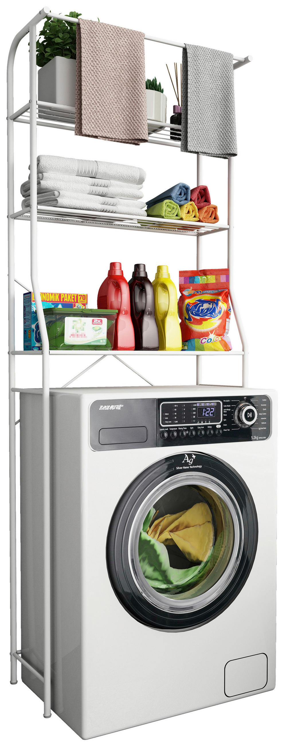 WASCHMASCHINENSCHRANK 65/167/24 cm  in Weiß  - Schwarz/Weiß, MODERN, Kunststoff/Metall (65/167/24cm) - MID.YOU