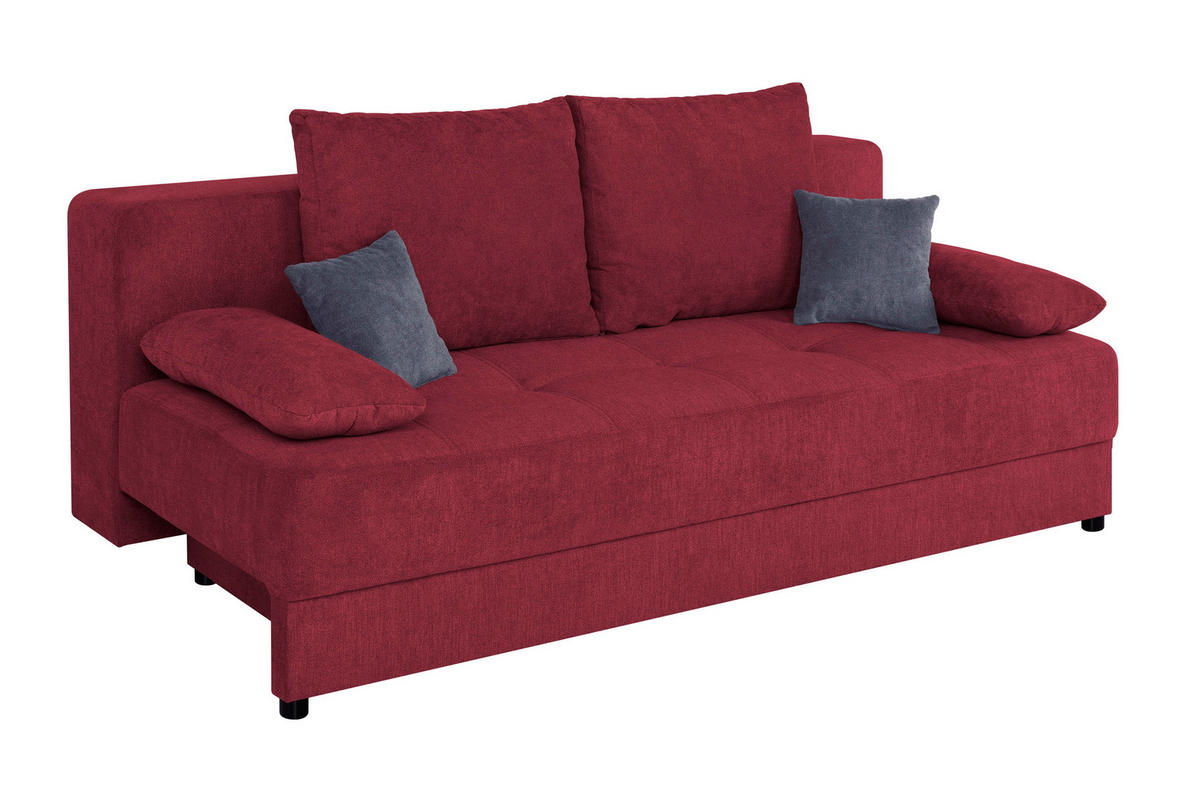 SCHLAFSOFA  mit Liegefunktion, Rücken echt Beere  - Beere/Schwarz, Design, Kunststoff/Textil (200/90/103cm) - P & B