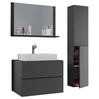 BADEZIMMER 4-teilig  in 114 cm  - Weiss/Anthrazit, Modern, Glas/Keramik (114cm) - MID.YOU