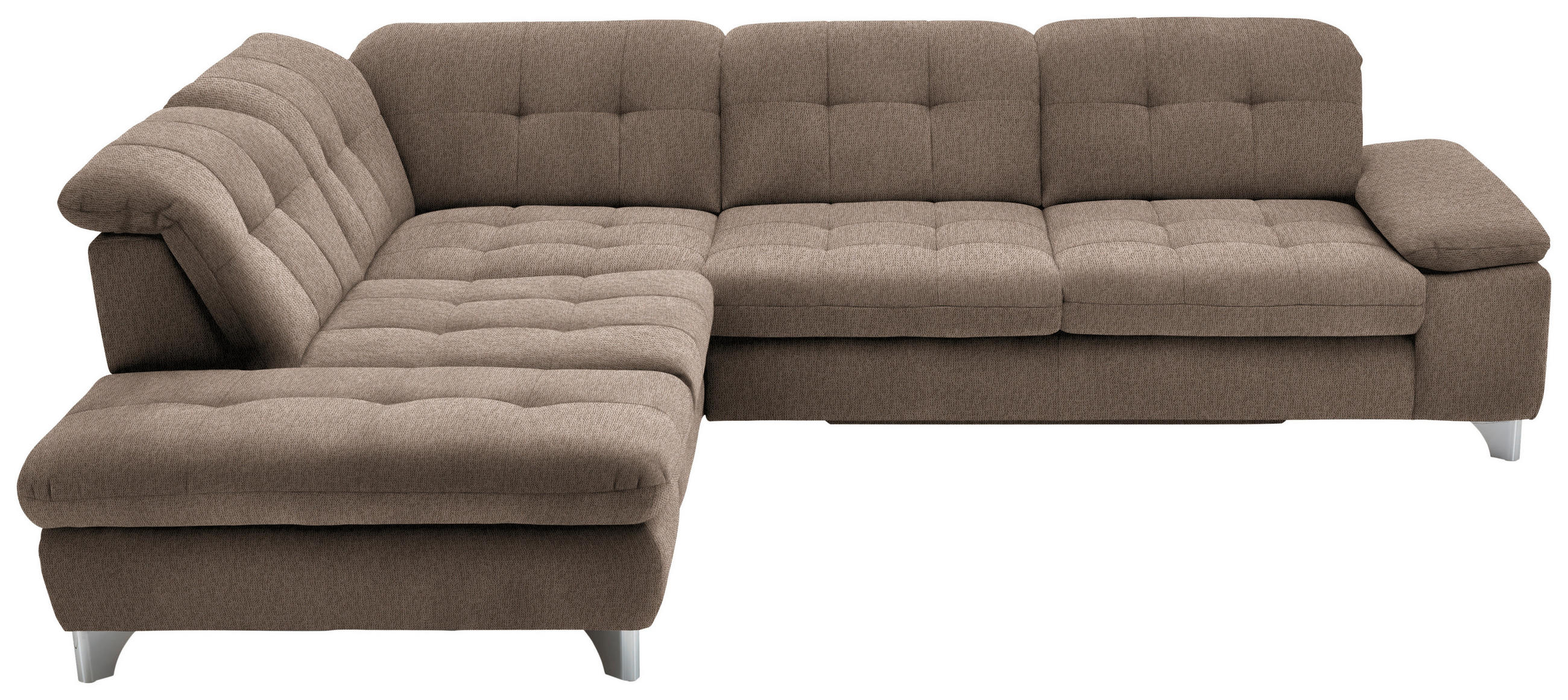 ECKSOFA in Chenille Hellbraun  - Chromfarben/Hellbraun, Design, Textil/Metall (260/310cm) - Beldomo Speed