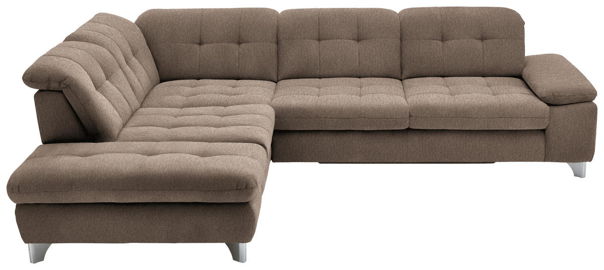 ECKSOFA in Chenille Hellbraun  - Chromfarben/Hellbraun, Design, Textil/Metall (260/310cm) - Beldomo Speed