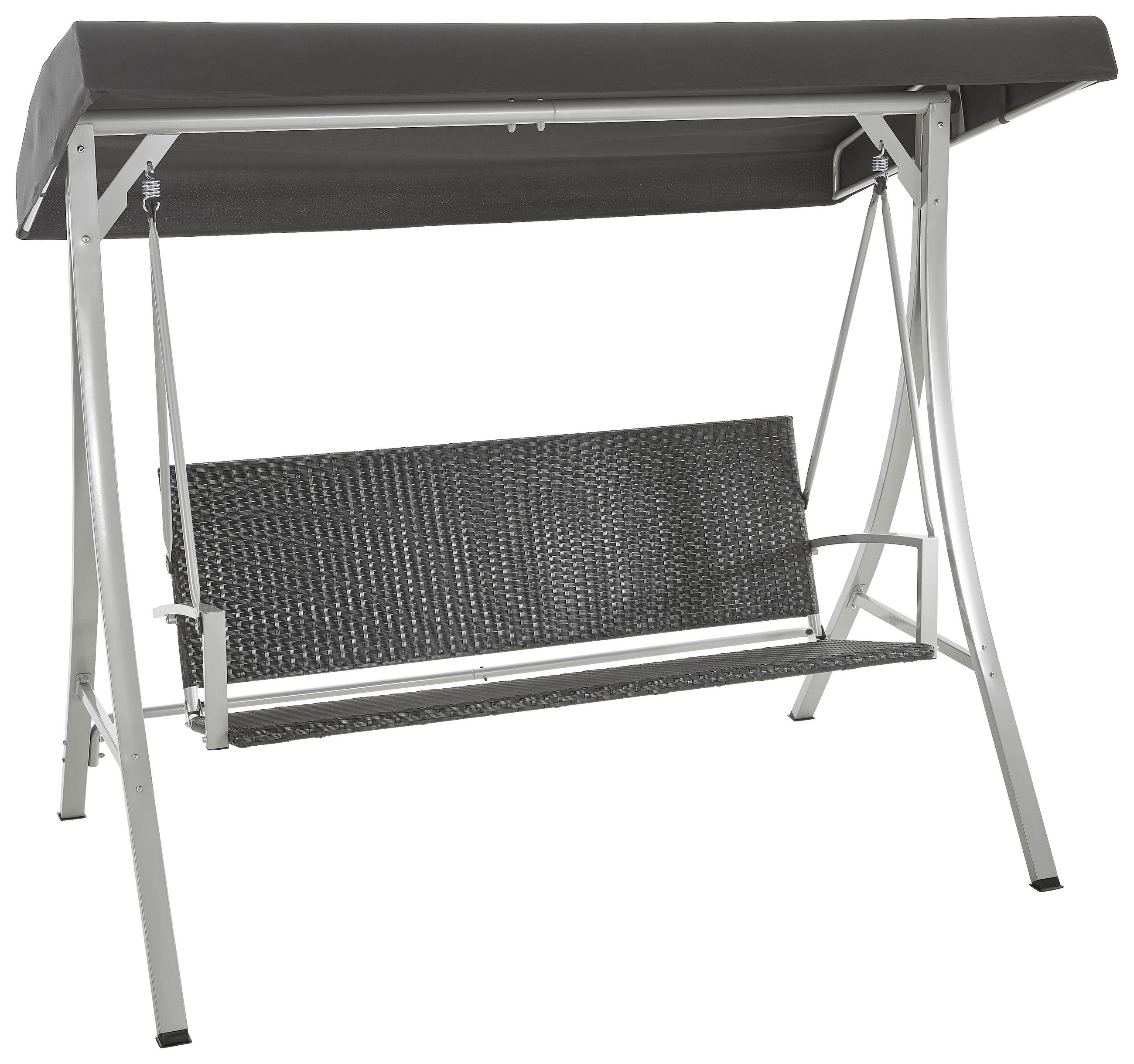 HOLLYWOODSCHAUKEL 180/166/120 cm - Silberfarben/Schwarz, Konventionell, Kunststoff/Textil (180/166/120cm)