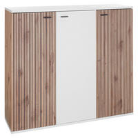 SCHUHSCHRANK  in 132/118/37 cm  - Weiss/Eichefarben, Design, Holzwerkstoff/Kunststoff (132/118/37cm) - Voleo