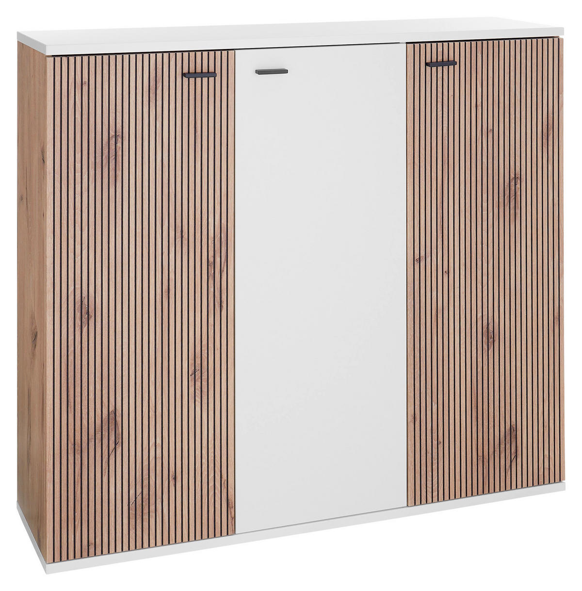 SCHUHSCHRANK  in 132/118/37 cm  - Weiss/Eichefarben, Design, Holzwerkstoff/Kunststoff (132/118/37cm) - Voleo