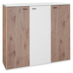 SCHUHSCHRANK 132/118/37 cm  - Eichefarben/Anthrazit, Design, Holzwerkstoff/Metall (132/118/37cm) - Voleo