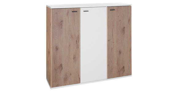 SCHUHSCHRANK 132/118/37 cm - Eichefarben/Anthrazit, Design, Holzwerkstoff/Metall (132/118/37cm) - Voleo
