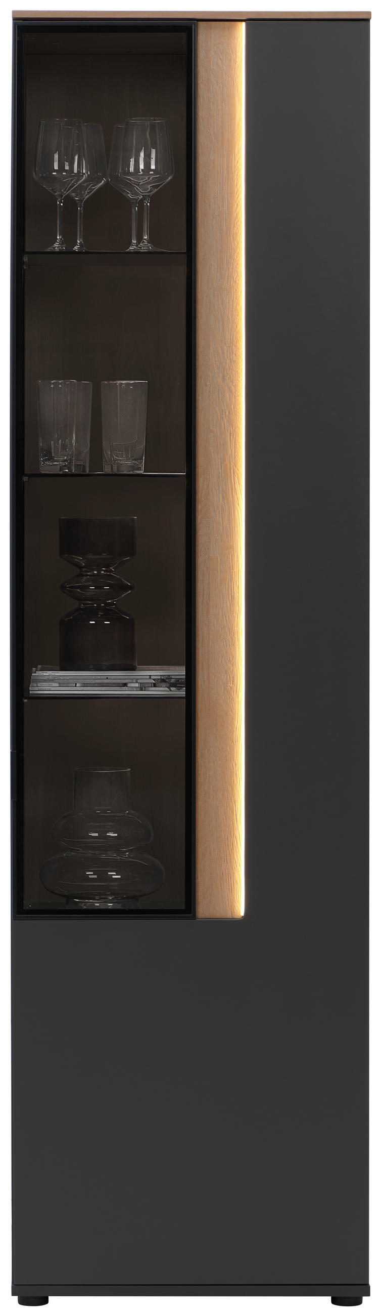 VITRINE Anthrazit  60,6/213,1/42 cm  - Anthrazit, Design, Glas/Holzwerkstoff (60,6/213,1/42cm) - Dieter Knoll