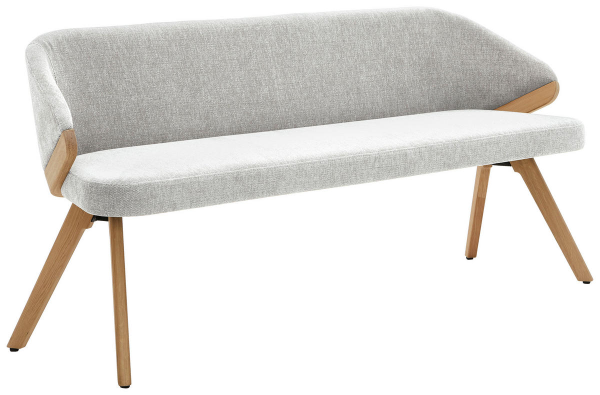 SITZBANK 211/83/59 cm Chenille Creme Eiche massiv  - Eiche Bianco/Creme, KONVENTIONELL, Holz/Textil (211/83/59cm) - Linea Natura