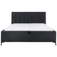 POLSTERBETT Lattenrost, Bettkasten Schwarz 140/200 cm  - Birkefarben/Schwarz, KONVENTIONELL, Holz/Textil (140/200cm) - Carryhome
