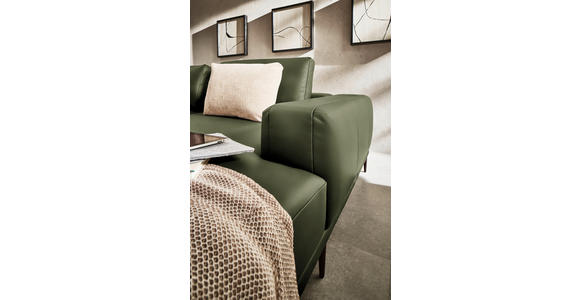 ECKSOFA  in Echtleder Grün  304/201 cm  - Schwarz/Grün, Design, Leder/Metall (304/201cm) - Belluti