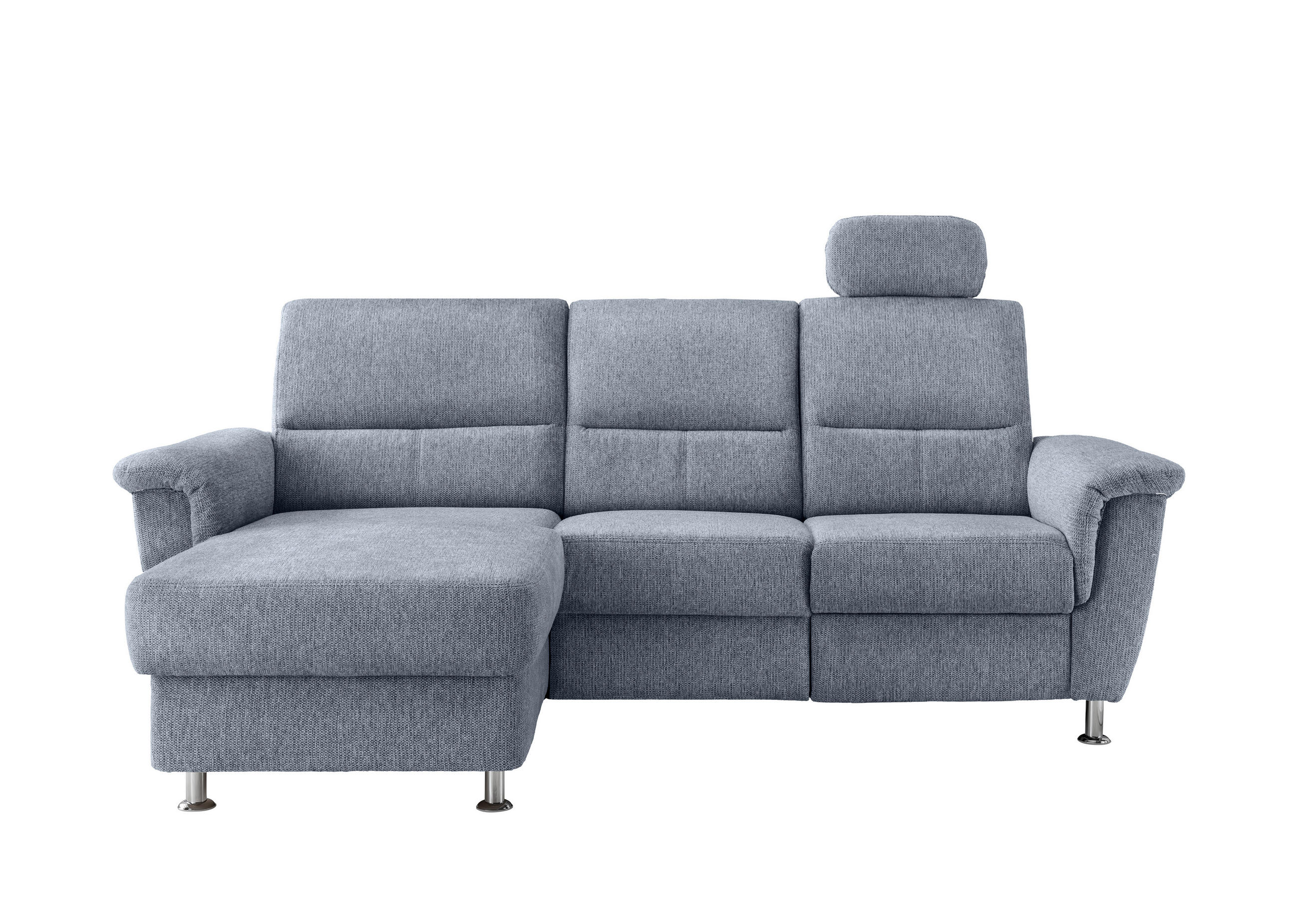 ECKSOFA in Chenille Hellblau  - Chromfarben/Hellblau, Modern, Textil/Metall (165/231cm) - Livetastic