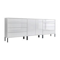 SIDEBOARD Mailand Set 4 + MF  in 237/86/33 cm  - Weiß Hochglanz/Anthrazit, MODERN, Holzwerkstoff/Metall (237/86/33cm) - MID.YOU