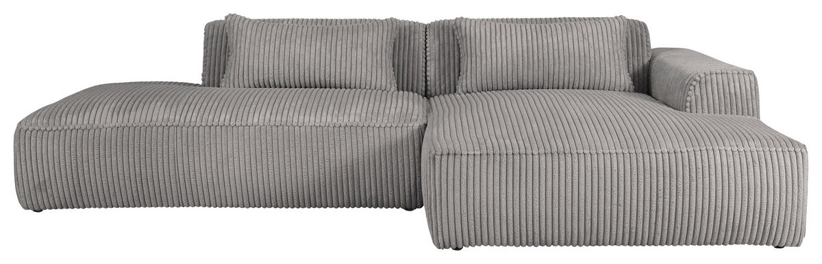 ECKSOFA BILLUND Grau Cord Nierenkissen  - Schwarz/Grau, KONVENTIONELL, Kunststoff/Textil (294/165cm) - Livetastic