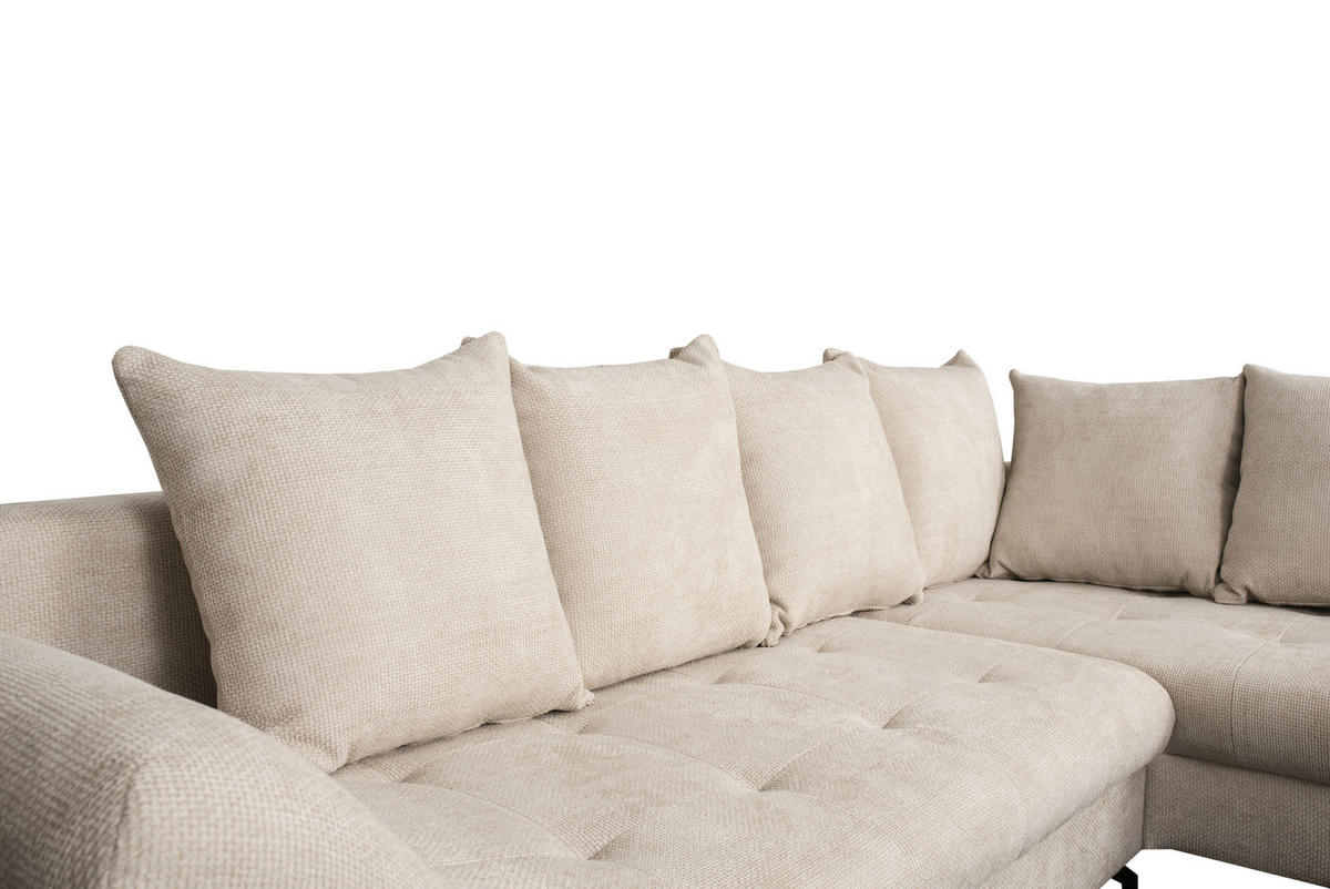 ECKSOFA in Struktur Creme  - Creme/Schwarz, Konventionell, Textil/Metall (274/194cm) - Carryhome
