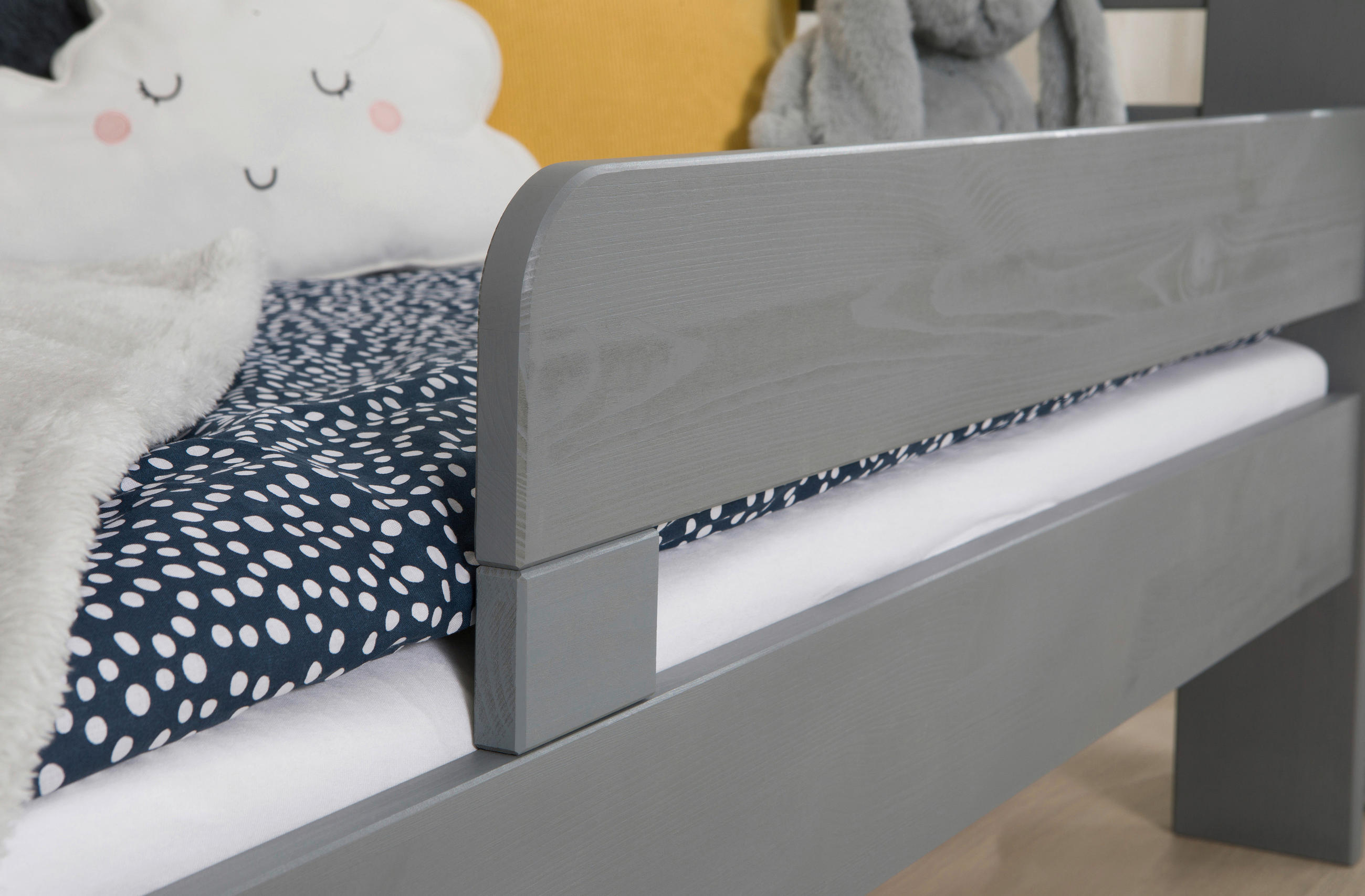 Thumbnail - Mid.you Ausziehbett, Hellgrau, Holz, Birke,Kiefer, massiv, H2, Höhe ca. 18 cm, 90x200 cm, für Rollrost geeignet, in vers...