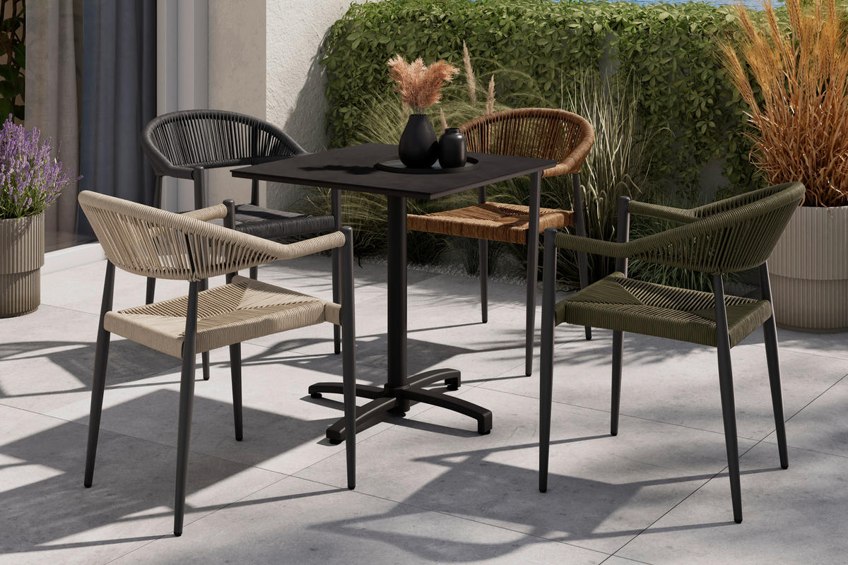 STAPELSESSEL Aluminium Anthrazit, Naturfarben  - Anthrazit/Naturfarben, KONVENTIONELL, Kunststoff/Metall (55/78/59.5cm) - Ambia Garden