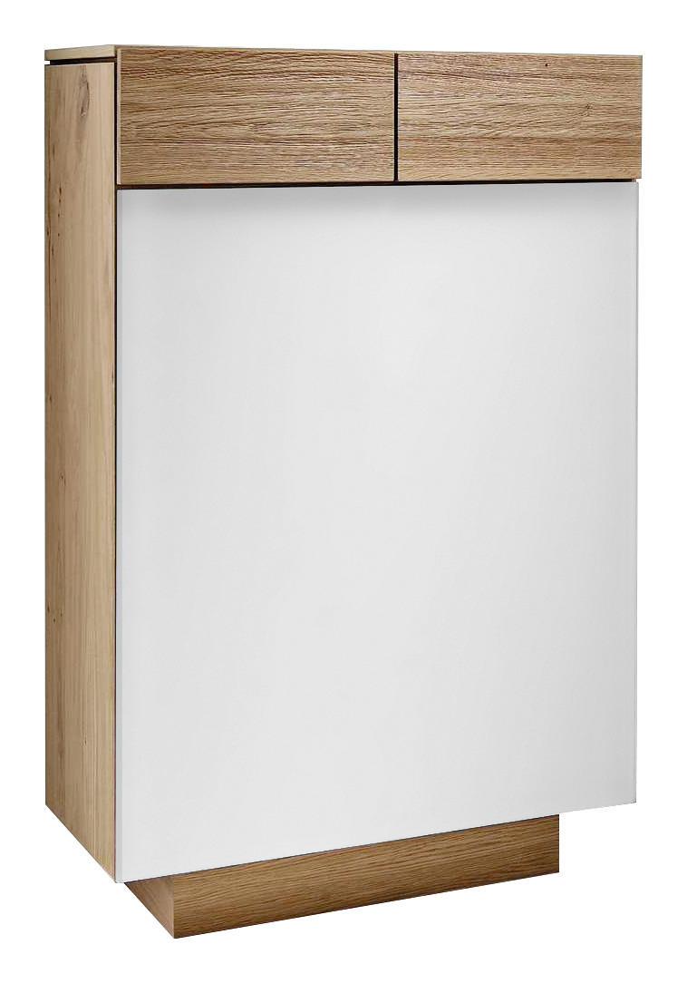 SCHUHSCHRANK Wildeiche massiv Weiß, Eichefarben - Eichefarben/Weiß, Design, Glas/Holz (64/106/42,5cm) - Voglauer