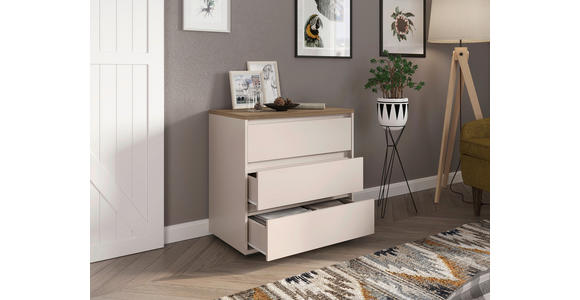 KOMMODE , 80,1/78,8/48 cm, 3 Schublade(n)  - Kaschmir/Eichefarben, Design, Holzwerkstoff/Kunststoff (80,1/78,8/48cm) - Carryhome