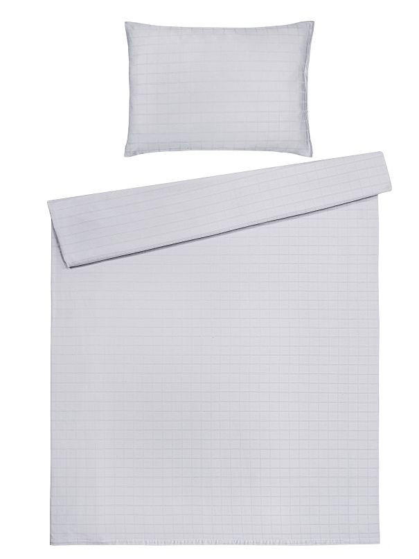 DUVETBEZUG -teilig Karo Satin, Damast 160/210 cm  - Weiss, Basics, Textil (160/210cm)