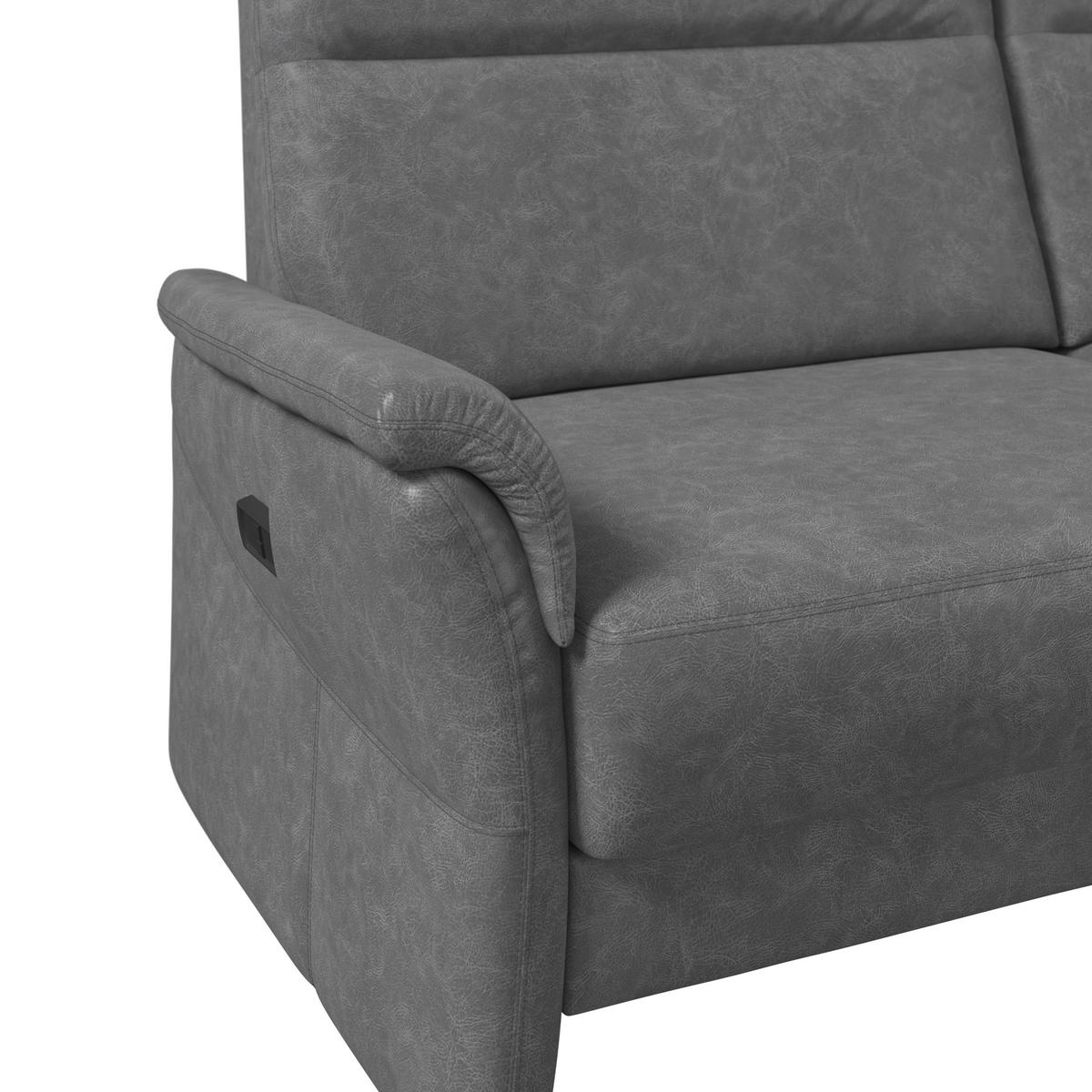 3,5-SITZER Mikrofaser Dunkelgrau  - Dunkelgrau/Schwarz, KONVENTIONELL, Kunststoff/Textil (205/98/91cm) - Elegando