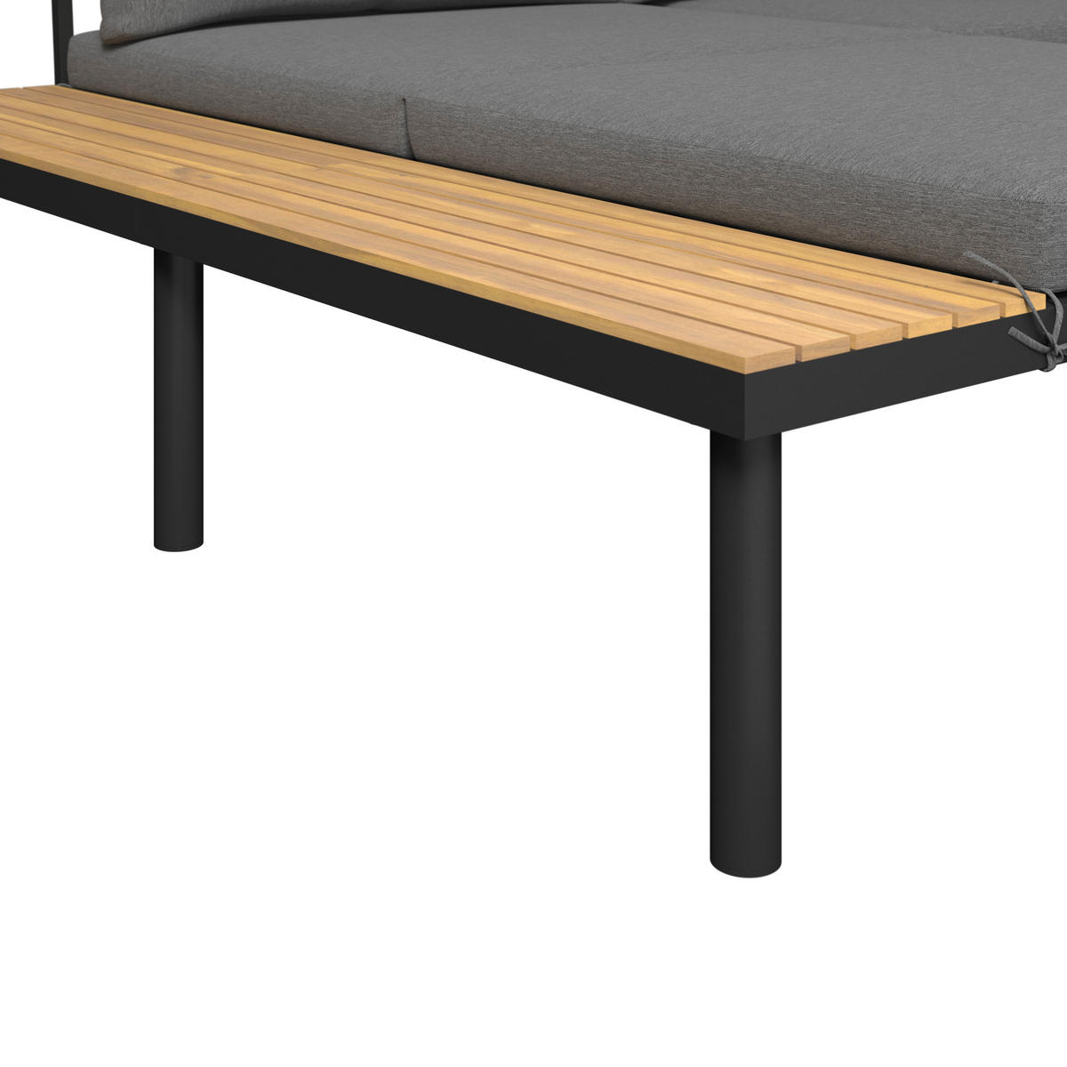 LOUNGEGARNITUR 159/273,5 cm Akazie massiv Eisen  - Schwarz/Grau, Basics, Holz/Textil (159/273,5cm) - Ambia Garden