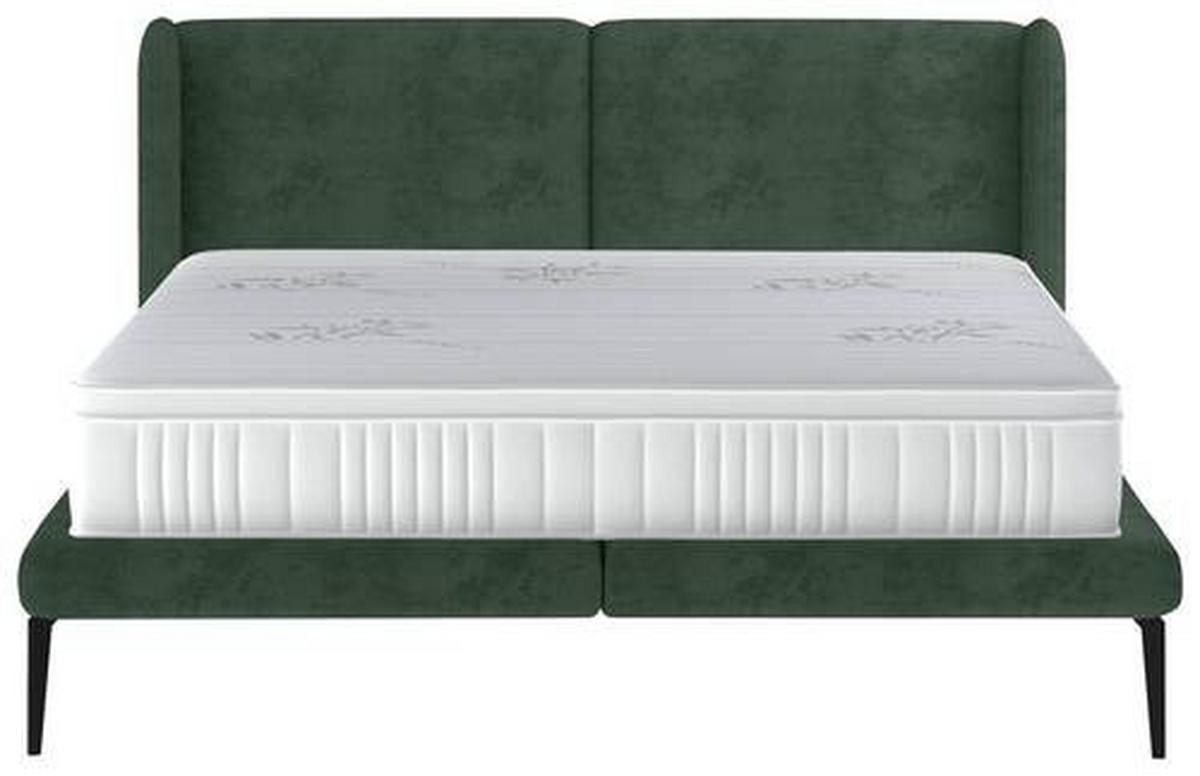 Polsterbett inkl. Matratze Matratze, gepolstertes Kopfteil, Topper Dunkelgrün 180/200 cm  - Dunkelgrün/Creme, MODERN, Textil/Metall (180/200cm) - Livetastic