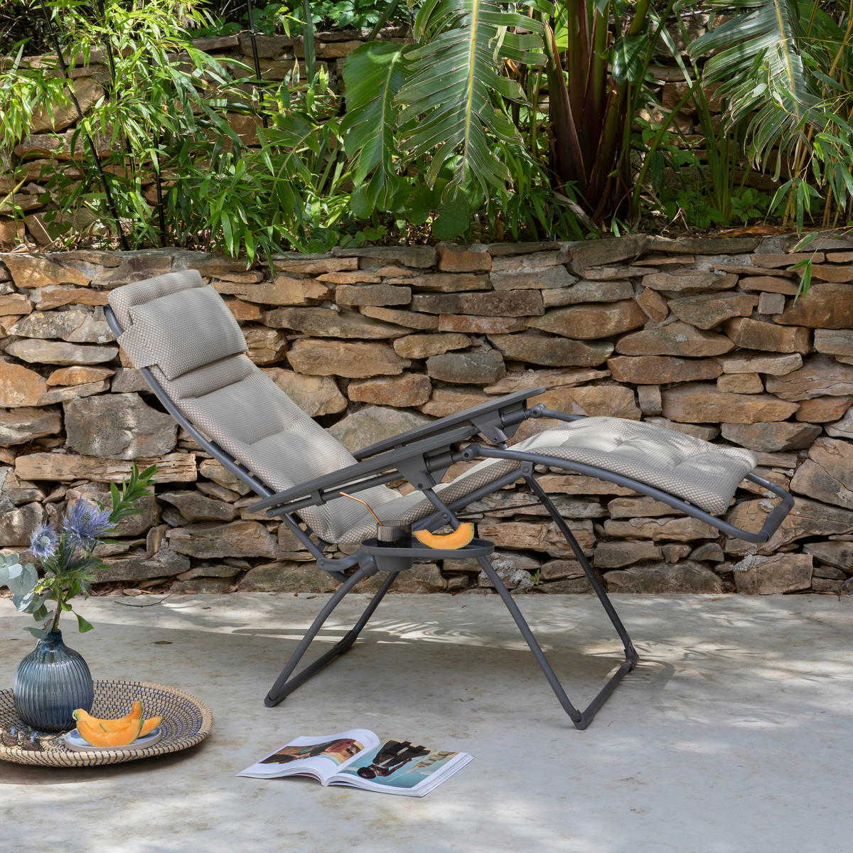GARTEN-RELAXSESSEL Stahl  - Titanfarben/Mokka, Basics, Kunststoff/Textil (71/115/88cm) - Lafuma Mobilier