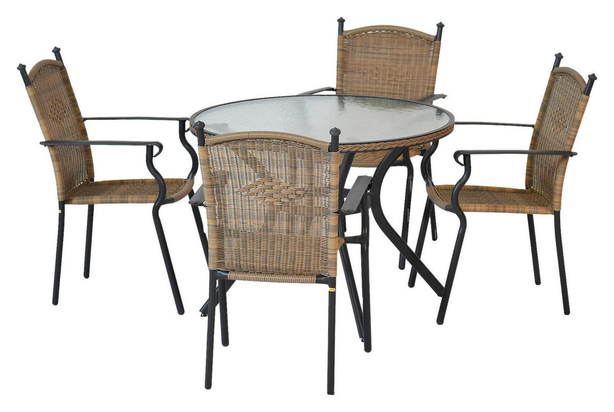 GARTENSET 5-teilig Aluminium 5-teilig  - Graphitfarben/Naturfarben, MODERN, Kunststoff/Metall - Gardenson